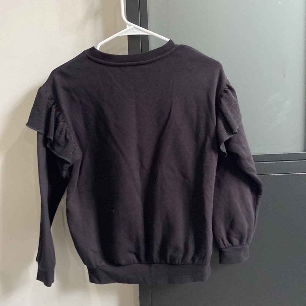 H&M Crewneck Ruffle Black Sweatshirt Girls Size 8-10 - Picture 4 of 4